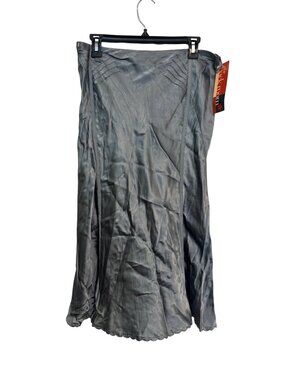DKNY Womens Gray Silk Blend Midi Skirt With Pleated Details Size 6